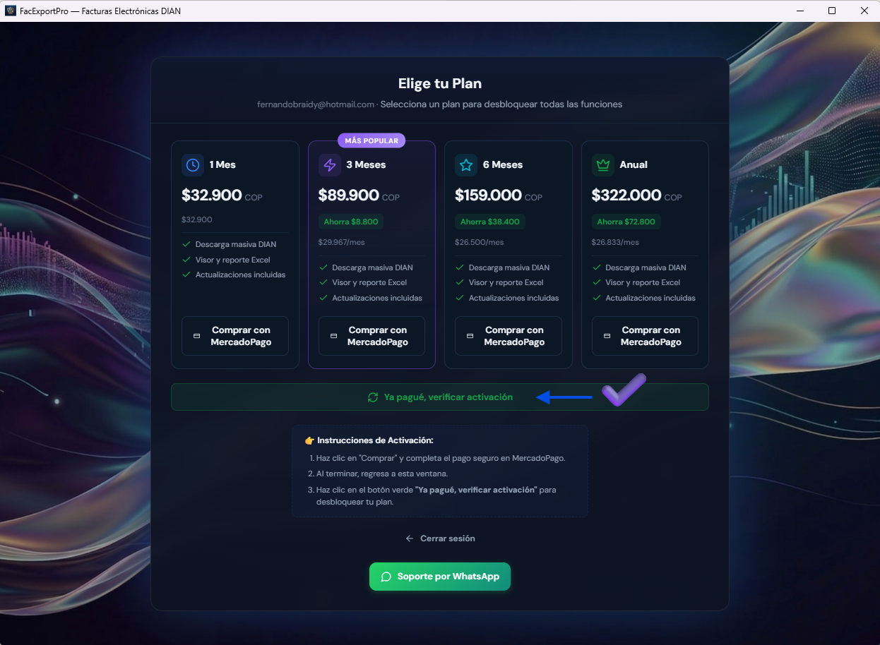 Botón verificar activación